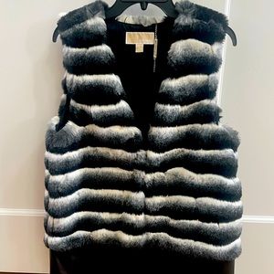 Michael Kors faux fur vest with leather trim
